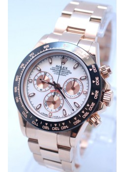 Rolex Daytona Cosmograph MonoBloc Cerachrom Bezel with White Dial and Rose Gold Strap